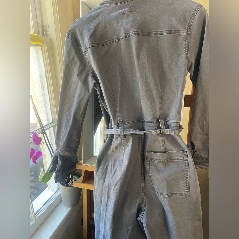 Coveralls Boiler suit / Jumpsuit Dark Gray High Waisted Long Sleeve Utility Suit - Picture 3 of 4
